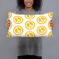 Woman holding a rectangle I AM ENOUGH PEACE SIGN PILLOW - Double Sided