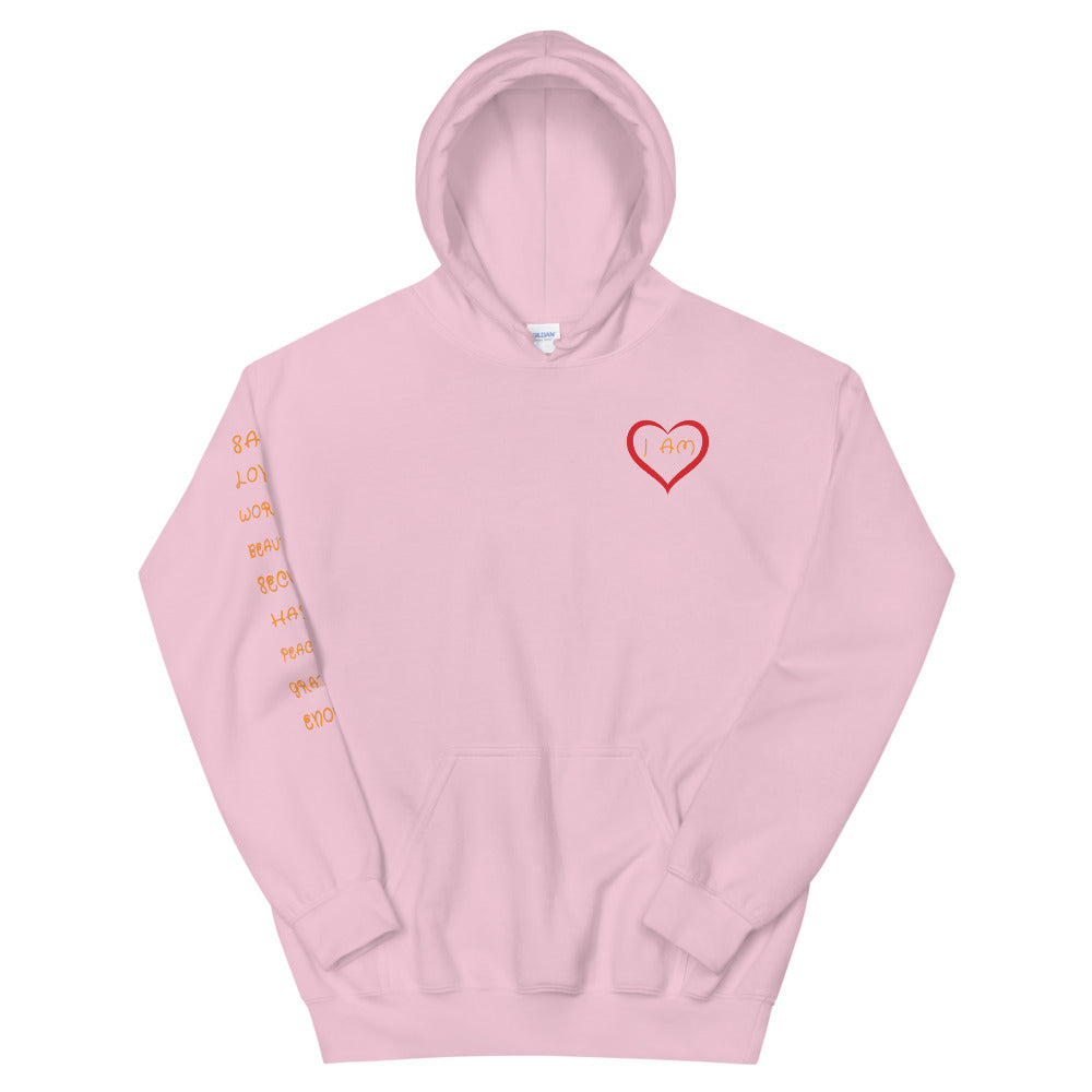 Light pink I AM ENOUGH HEART - Affirmation Hoodie for Women