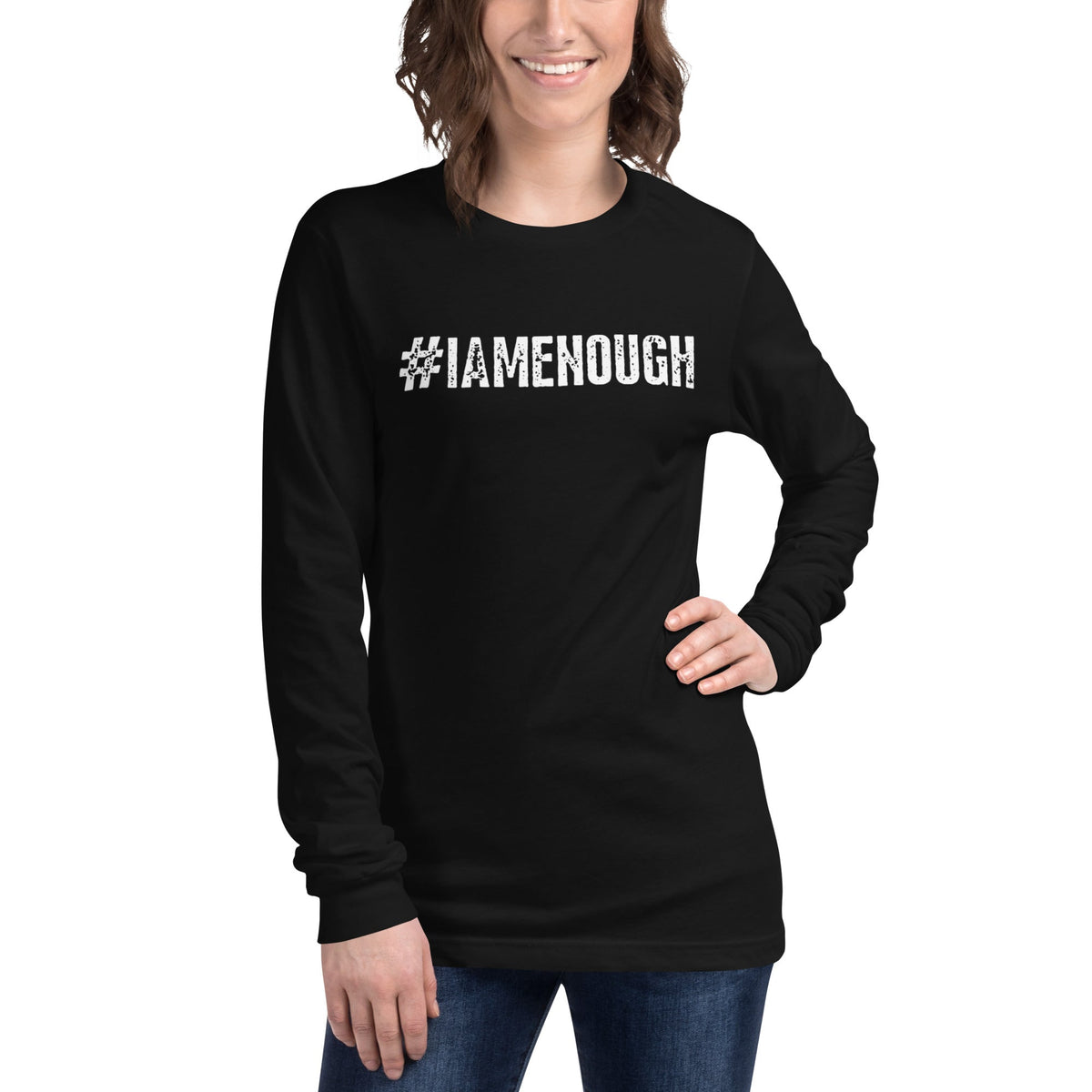 #IAMENOUGH LONG SLEEVE 100% COTTON - Inspirational Women's Shirt | I Am Enough Collection