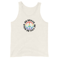 Oatmeal triblend PEACE BE YOU - Inspirational Motivational Tank for Men with a peace sign