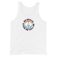 White PEACE BE YOU - Inspirational Motivational Tank for Men with a peace sign