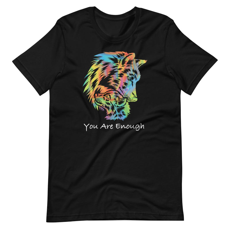 YOU ARE ENOUGH WOLF with BABY WOLF - Inspirational Graphic T-Shirt for Women | I Am Enough Collection