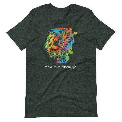 YOU ARE ENOUGH WOLF with BABY WOLF - Men's Inspirational Graphic T-Shirt | I Am Enough Collection